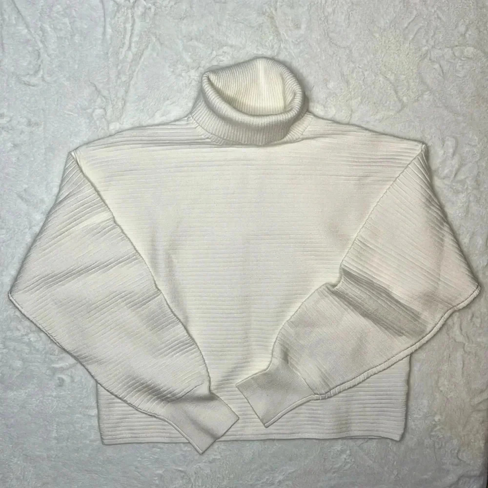 Good American Wide Rib Crop Pullover Sweater Size XS